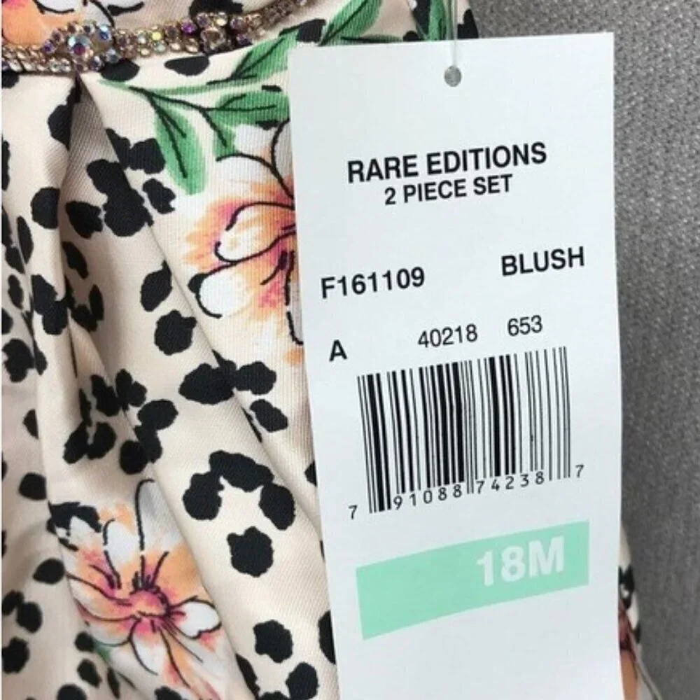 Rare Editions Blush Colored Animal/Floral Print Dress Size 18M